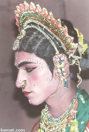 Man Dressed as Woman for a Yakshagana Performance