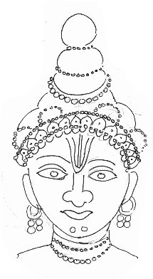 Krishna with butter on his face  -- line drawing based on a Sibi painting