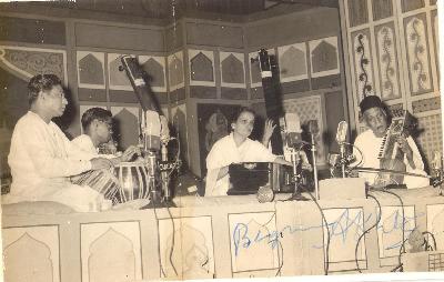 Signed Photo of Begum Akhtar on Harmonium