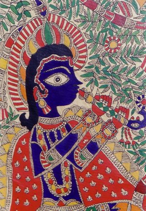 Krishna in a Folk Painting