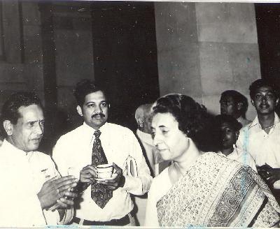 Bhimsen Joshi (on left) with India Gandhi