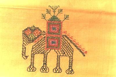 An Elephant in Silk Embroidery