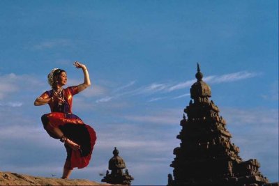 Dancer and Temple at Mahabalipuram