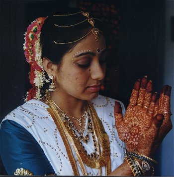 Henna Designs on a Brides` Hands