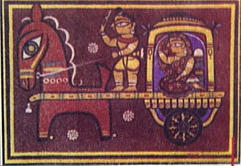 Horse Pulled Cart - Painting by Jamini Roy