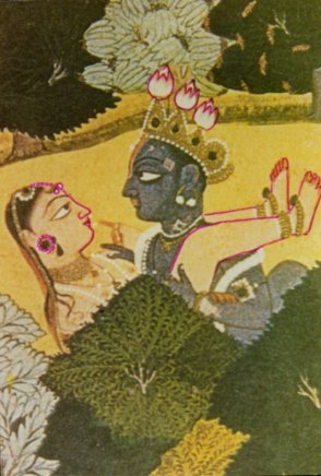 Lord Krishna and a Consort Make out