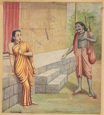 Rawana approaches Sita in the garb of mendicant