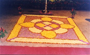 A Rangoli Made with Flowers