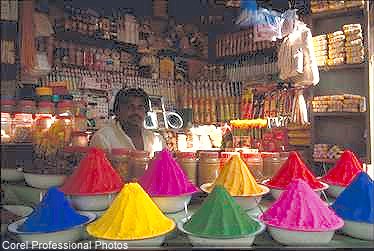 Man Selling Materials for Hindu Worship