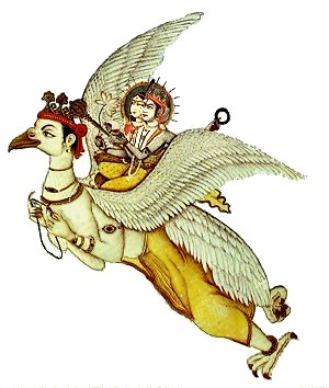 Vishnu in Krishna`s avatar rides Garuda