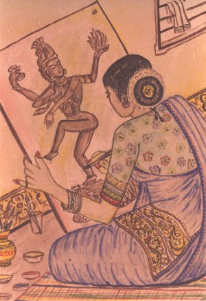 Woman Artist -- a watercolor by K. L. Kamat