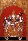 Goddess Saraswati in a Tanjore style painting