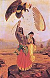 Jatayu, a bird devotee of Lord Rama is mauled by Rawana