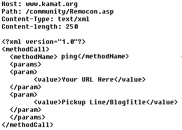 Ping Request via XML-RPC